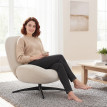 Fauteuil Rosay pivotant rembourré tissu blanc crème