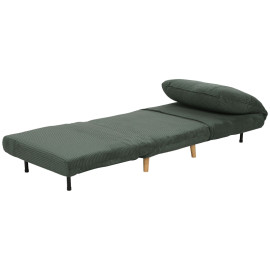 Fauteuil convertible Rosia lit d'appoint velours côtelé vert