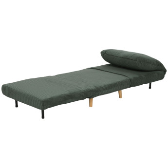 Fauteuil convertible Rosia lit d'appoint velours côtelé vert