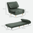 Fauteuil convertible Rosia lit d'appoint velours côtelé vert