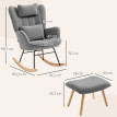 Fauteuil Solvea à bascule avec repose pieds molleton doux Gris foncé