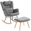 Fauteuil Solvea à bascule avec repose pieds molleton doux Gris foncé