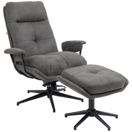 Fauteuil relaxant Velea repose pieds inclinable microfibre gris foncé