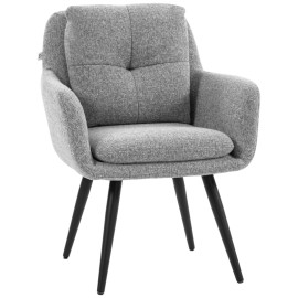 Chaise d'appoint Zela fauteuil rembourré pieds métalliques gris clair