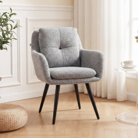 Chaise d'appoint Zela fauteuil rembourré pieds métalliques gris clair
