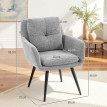 Chaise d'appoint Zela fauteuil rembourré pieds métalliques gris clair