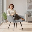Chaise d'appoint Zela fauteuil rembourré pieds métalliques gris clair