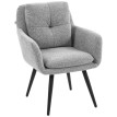 Chaise d'appoint Zela fauteuil rembourré pieds métalliques gris clair