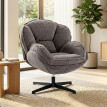 Estian fauteuil wingback pivotant velours gris