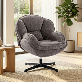 Estian fauteuil wingback pivotant velours gris