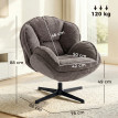 Estian fauteuil wingback pivotant velours gris