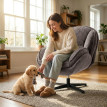 Estian fauteuil wingback pivotant velours gris