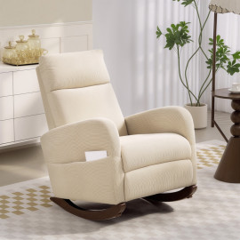 Solial fauteuil à bascule en velours côtelé beige
