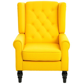Fauteuil Florvavik style français velours salon bureau jaune