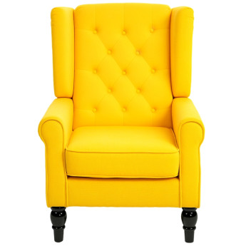 Fauteuil Florvavik style français velours salon bureau jaune