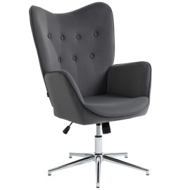 Fauteuil Marara pivotant en velours avec accoudoirs gris foncé