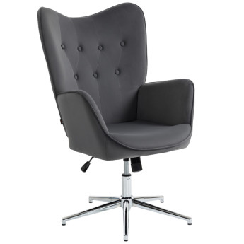 Fauteuil Marara pivotant en velours avec accoudoirs gris foncé