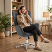 Fauteuil Marara pivotant en velours avec accoudoirs gris foncé