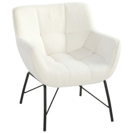 Fauteuil d’appoint Zelval sherpa dossier incurvé blanc crème