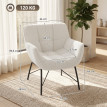 Fauteuil d’appoint Zelval sherpa dossier incurvé blanc crème