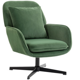 Fauteuil de salon Terelas pivotant velours vert