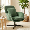Fauteuil de salon Terelas pivotant velours vert