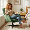 Fauteuil de salon Terelas pivotant velours vert