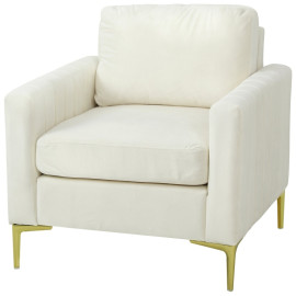 Fauteuil Zeliora velours rembourré accoudoirs crème