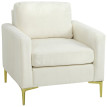Fauteuil Zeliora velours rembourré accoudoirs crème