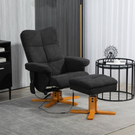 Zelis Fauteuil massage inclinable avec repose-pieds noir