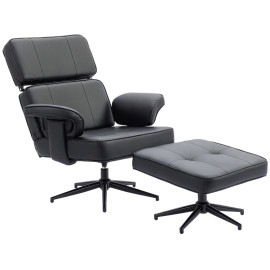 Fauteuil relax Mera inclinable repose pieds simili cuir noir