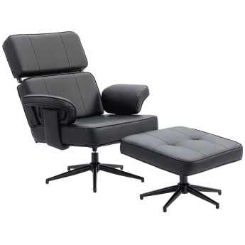 Fauteuil relax Mera inclinable repose pieds simili cuir noir