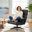 Fauteuil relax Mera inclinable repose pieds simili cuir noir
