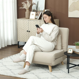 Fauteuil Rivon pliant convertible relaxation beige