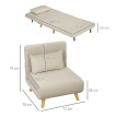 Fauteuil Rivon pliant convertible relaxation beige