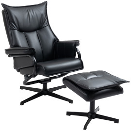Montio Fauteuil de relaxation pivotant inclinable repose-pieds noir