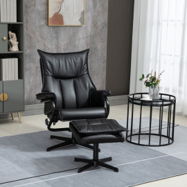 Montio Fauteuil de relaxation pivotant inclinable repose-pieds noir