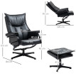 Montio Fauteuil de relaxation pivotant inclinable repose-pieds noir
