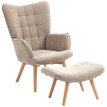 Fauteuil Terval repose-pied velours côtelé marron