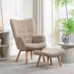 Fauteuil Terval repose-pied velours côtelé marron
