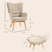 Fauteuil Terval repose-pied velours côtelé marron