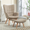 Fauteuil Terval repose-pied velours côtelé marron