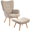 Fauteuil Terval repose-pied velours côtelé marron