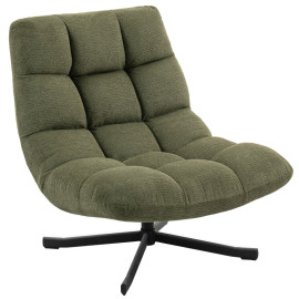 Fauteuil Felon pivotant lounge chenille déperlante acier Vert