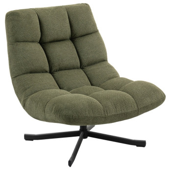 Fauteuil Felon pivotant lounge chenille déperlante acier Vert