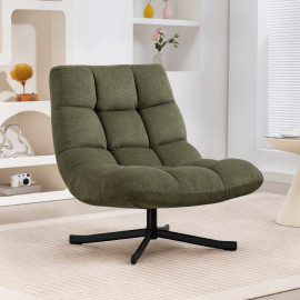 Fauteuil Felon pivotant lounge chenille déperlante acier Vert