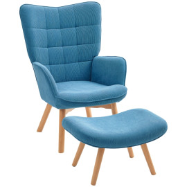 Fauteuil Ralane relax en cordon avec repose pieds bleu