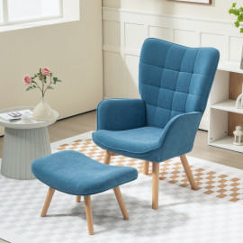 Fauteuil Ralane relax en cordon avec repose pieds bleu