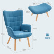 Fauteuil Ralane relax en cordon avec repose pieds bleu