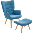 Fauteuil Ralane relax en cordon avec repose pieds bleu
